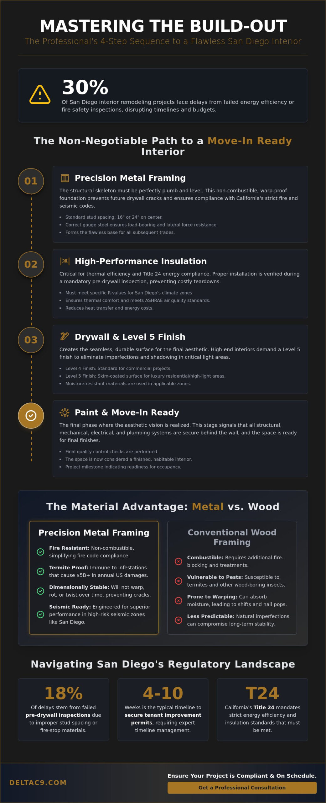 Metal Frame, Insulation, Drywall, and Paint: The Path to Move-In Ready Interiors in San Diego